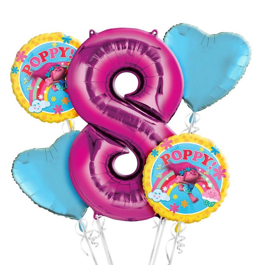 Trolls 6th Birthday Balloon Bouquet 5pc